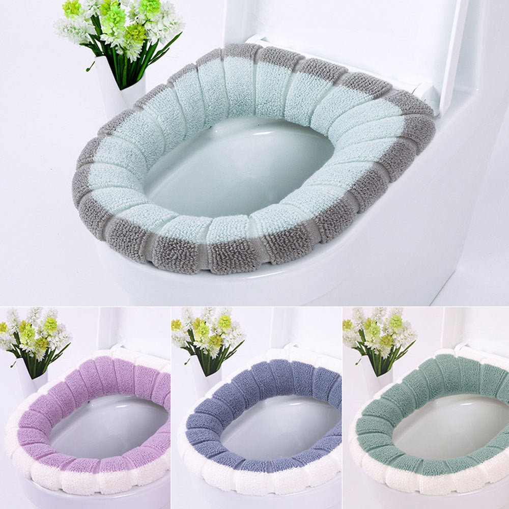 Thick Soft Warm Toilet Seat Cover: Stretchable & Washable Bathroom Cushion Pads for Comfort