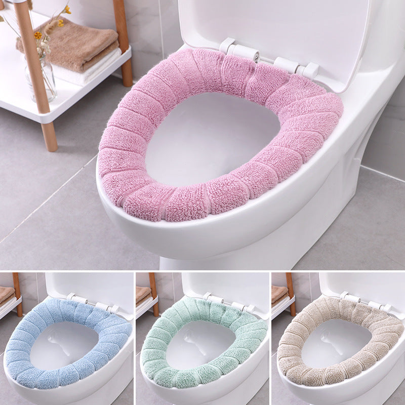 Thick Soft Warm Toilet Seat Cover: Stretchable & Washable Bathroom Cushion Pads for Comfort