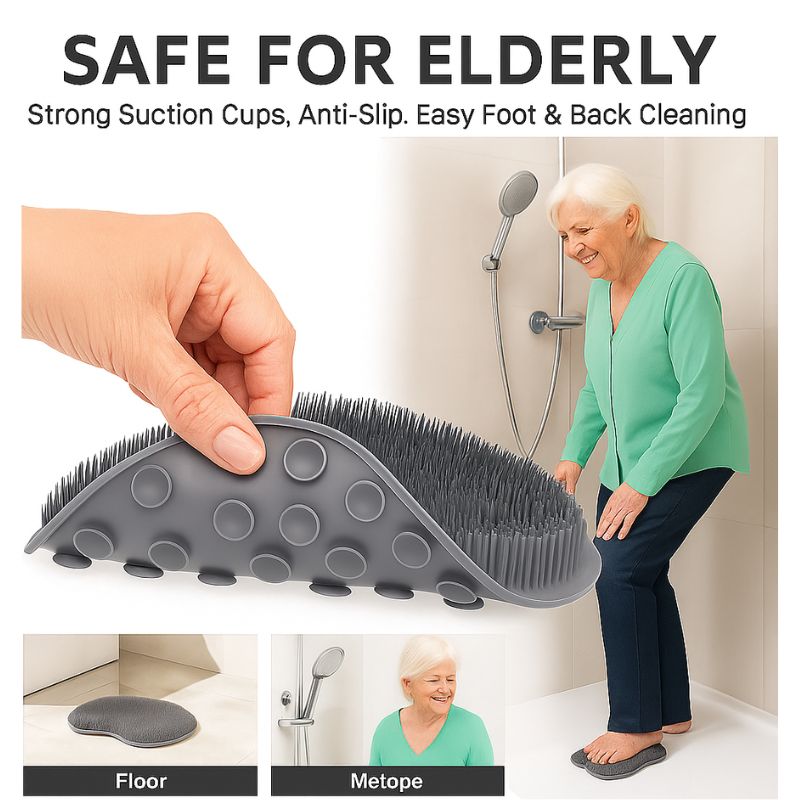 Shower Foot Scrubber Mat – Back Washer & Exfoliating Pad with Suction Cups for Men & Women