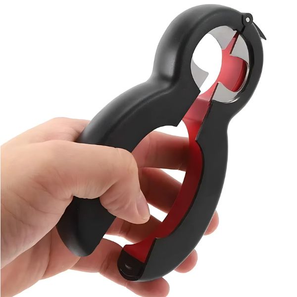 Portable Multi-Function 6-in-1 Twist Bottle Opener: Non-Slip Jar and Lid Gripper for Kitchen Use