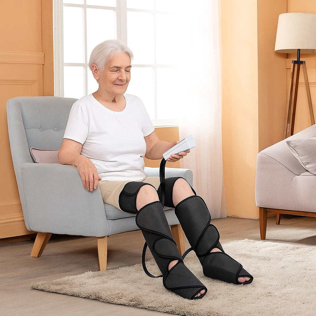 Air Compression Leg Massager with Remote – Gentle Relief for Seniors