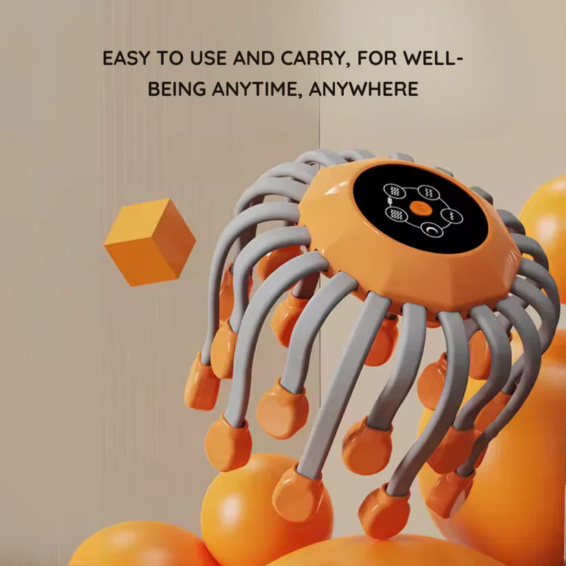 Electric Migraine Relief Scalp Massager – 20-Head Vibrating Octopus Massager with Red Light