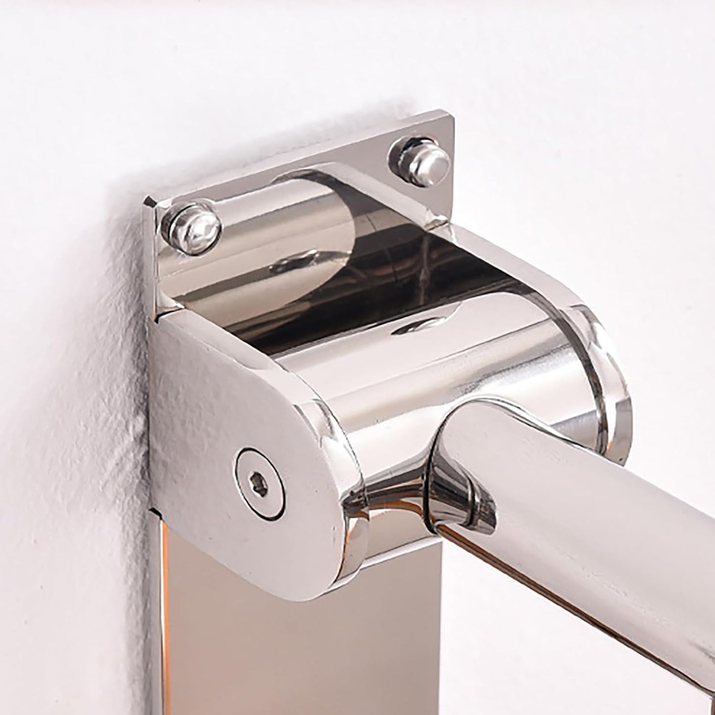Fold-up bathroom safety rail for improved mobility and balance