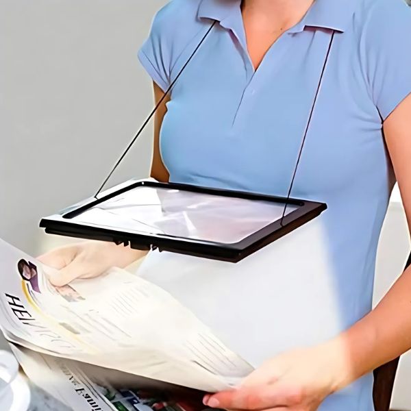 Foldable Hands-Free Desktop Magnifying Glass: 3X Full-Page Magnifier with LED Lights for Reading