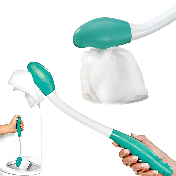 Ergonomic Long Handle Soft Silicone Bottom Wiper: Toilet Aid for Elderly, Disabled, and Overweight Individuals