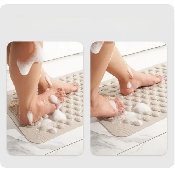 Non-Slip Shower Mat with Drain Holes, Suction Cups and Foot Massage Scrubber For Comfort and Safety