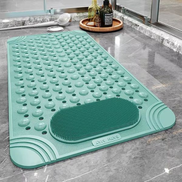Non-Slip Shower Mat with Drain Holes, Suction Cups and Foot Massage Scrubber For Comfort and Safety