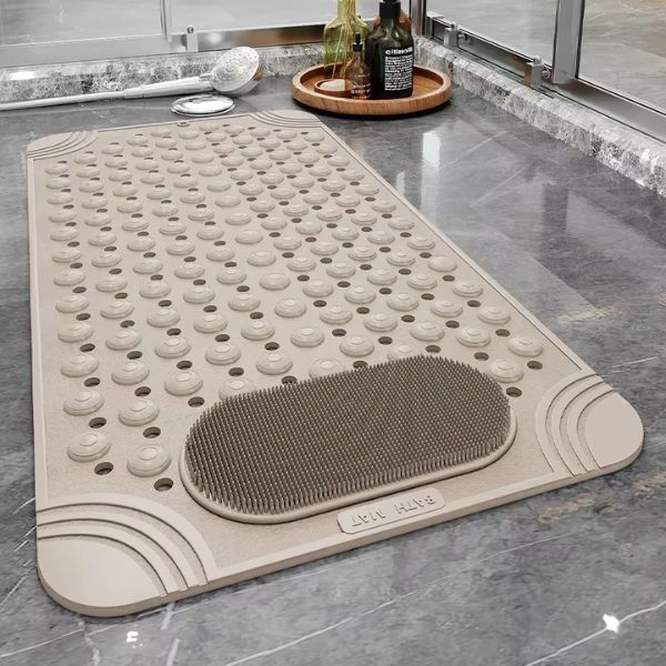 Non-Slip Shower Mat with Drain Holes, Suction Cups and Foot Massage Scrubber For Comfort and Safety