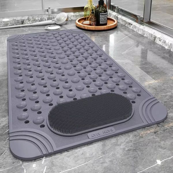 Non-Slip Shower Mat with Drain Holes, Suction Cups and Foot Massage Scrubber For Comfort and Safety