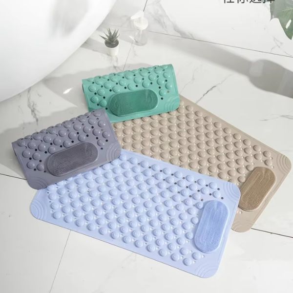 Non-Slip Shower Mat with Drain Holes, Suction Cups and Foot Massage Scrubber For Comfort and Safety
