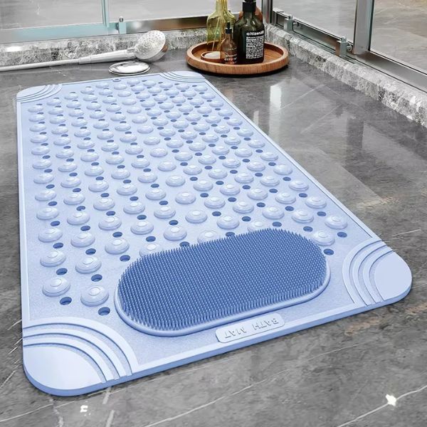 Non-Slip Shower Mat with Drain Holes, Suction Cups and Foot Massage Scrubber For Comfort and Safety