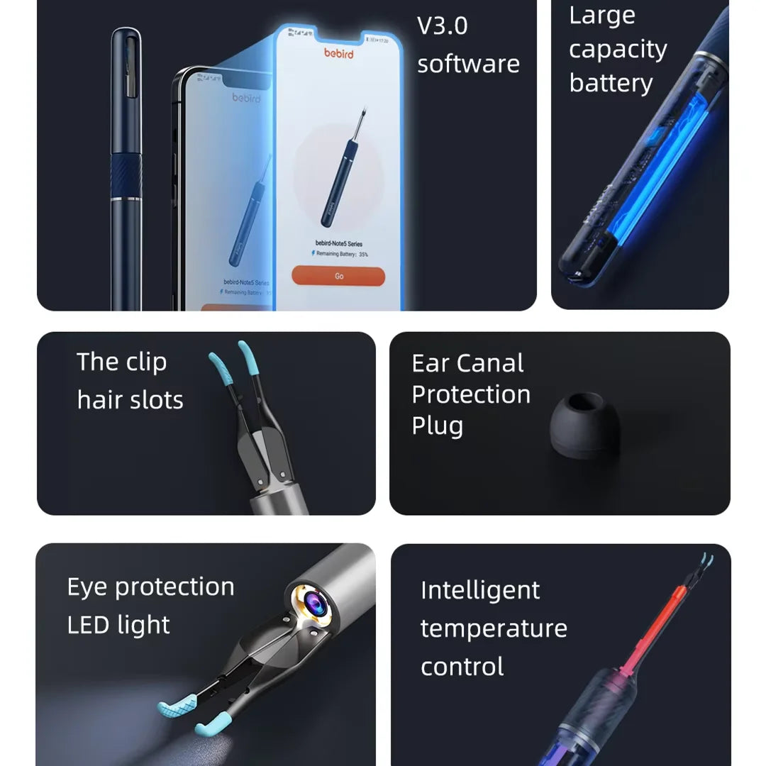 Bebird Note5 Pro Smart Visual Ear Cleaning Tool - 10MP Camera and Tweezers – Personal Care Ki