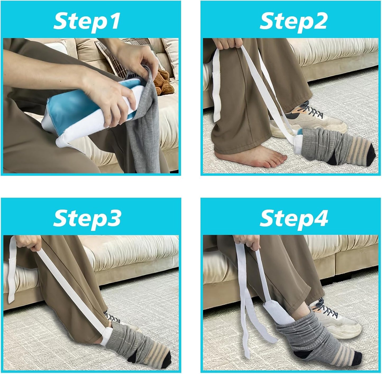 Sock Aid Device for Seniors – No-Bend Easy Pull-On Sock Helper Tool for Elderly