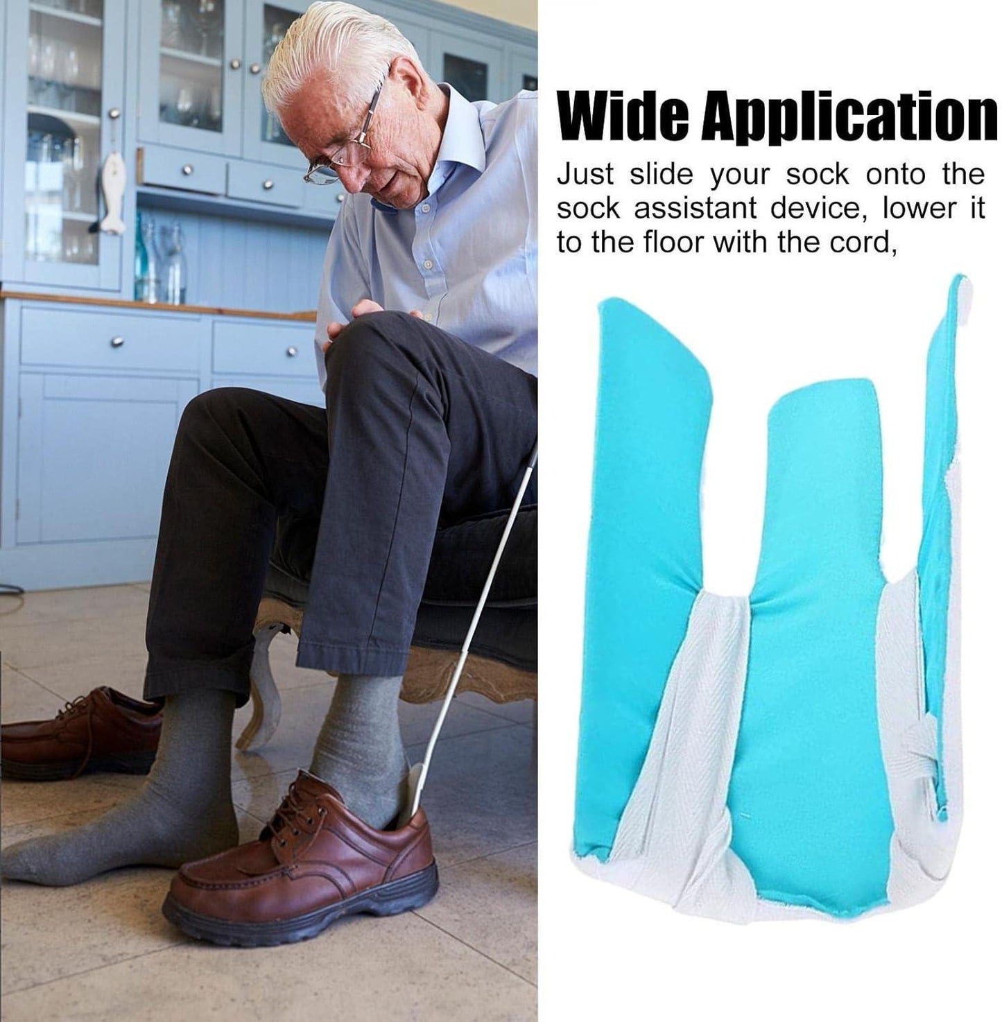 Sock helper aid tool for putting on socks without help