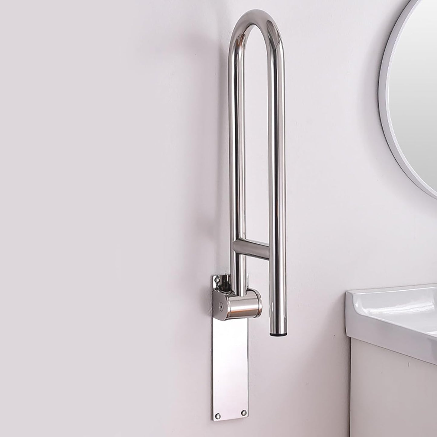 Space-saving toilet grab bar for elderly and disabled individuals