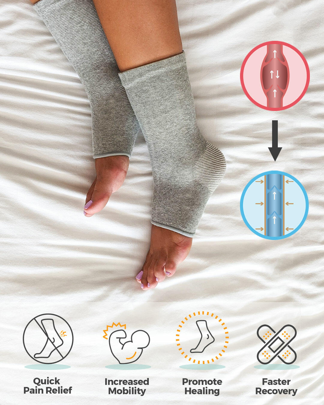 Bamboo Compression Foot Sleeves – Anti-Fatigue Bamboo Charcoal Support for Women & Men (1 Pair)