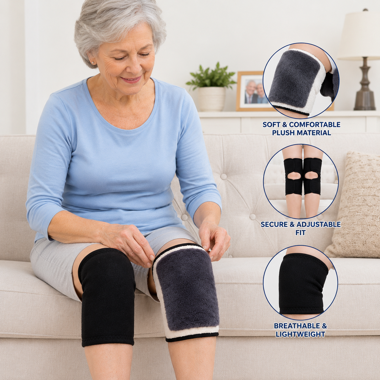 1PC Thermal Knee Warmers for Elderly | Soft Plush Knee Support for Winter