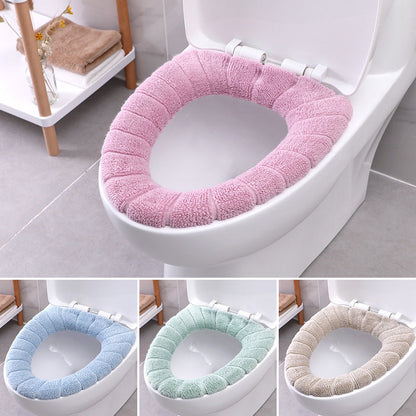 Thick Soft Warm Toilet Seat Cover: Stretchable & Washable Bathroom Cushion Pads for Comfort