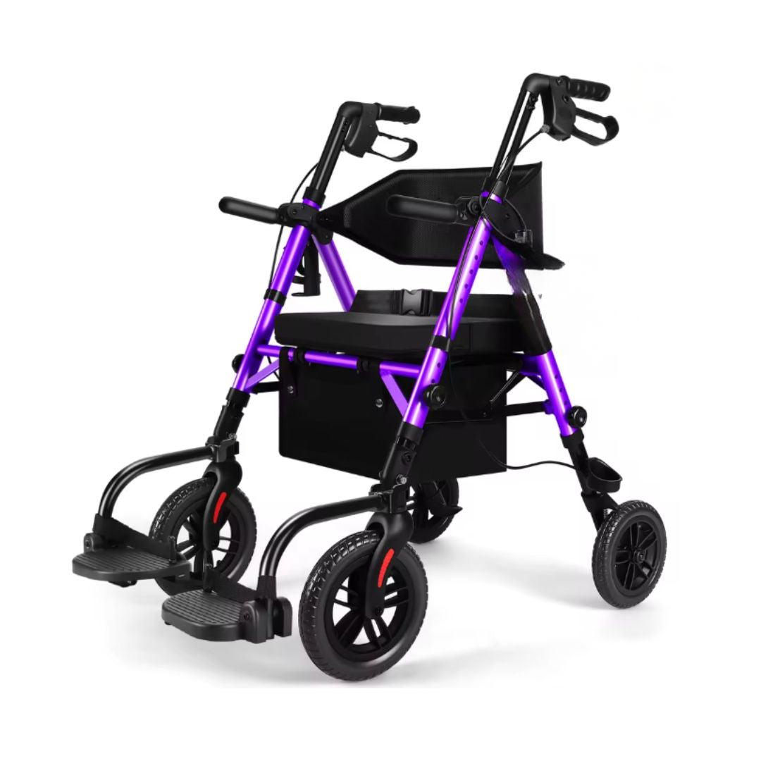 Foldable 2-in-1 Walker Wheelchair Combo with Adjustable Seat