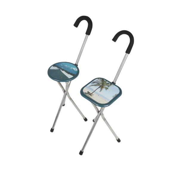 2-in-1 Walking Stick with Seat: Lightweight Folding Cane with Stool for Elderly Men and Women