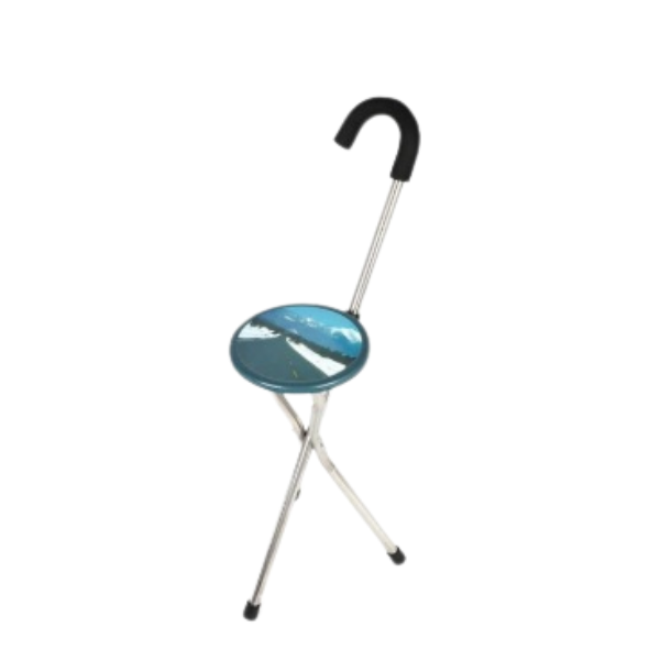 2-in-1 Walking Stick with Seat: Lightweight Folding Cane with Stool for Elderly Men and Women