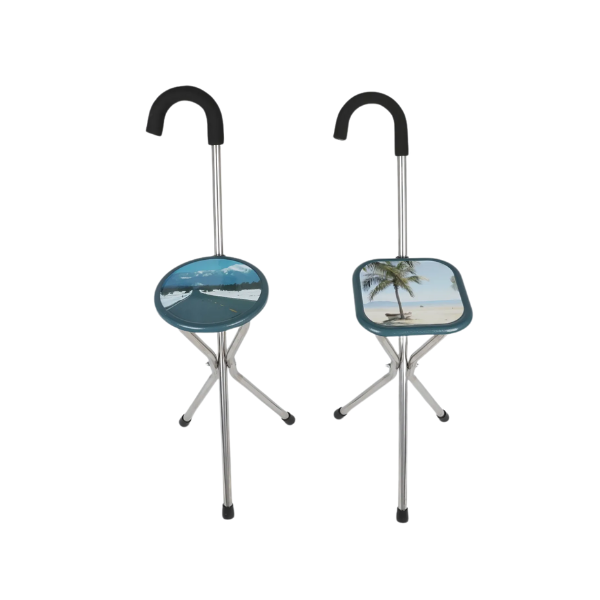 2-in-1 Walking Stick with Seat: Lightweight Folding Cane with Stool for Elderly Men and Women