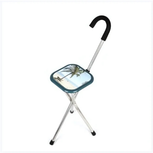 2-in-1 Walking Stick with Seat: Lightweight Folding Cane with Stool for Elderly Men and Women
