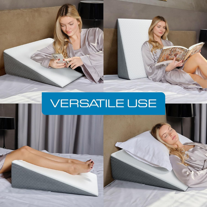 Wedge Pillow for Sleeping – Soft Memory Foam Triangle for Leg Elevation & Body Support with Removable Cover