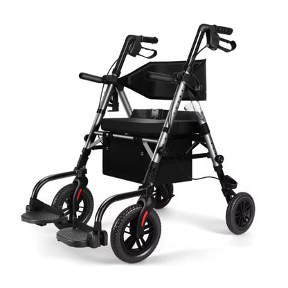Foldable 2-in-1 Walker Wheelchair Combo with Adjustable Seat