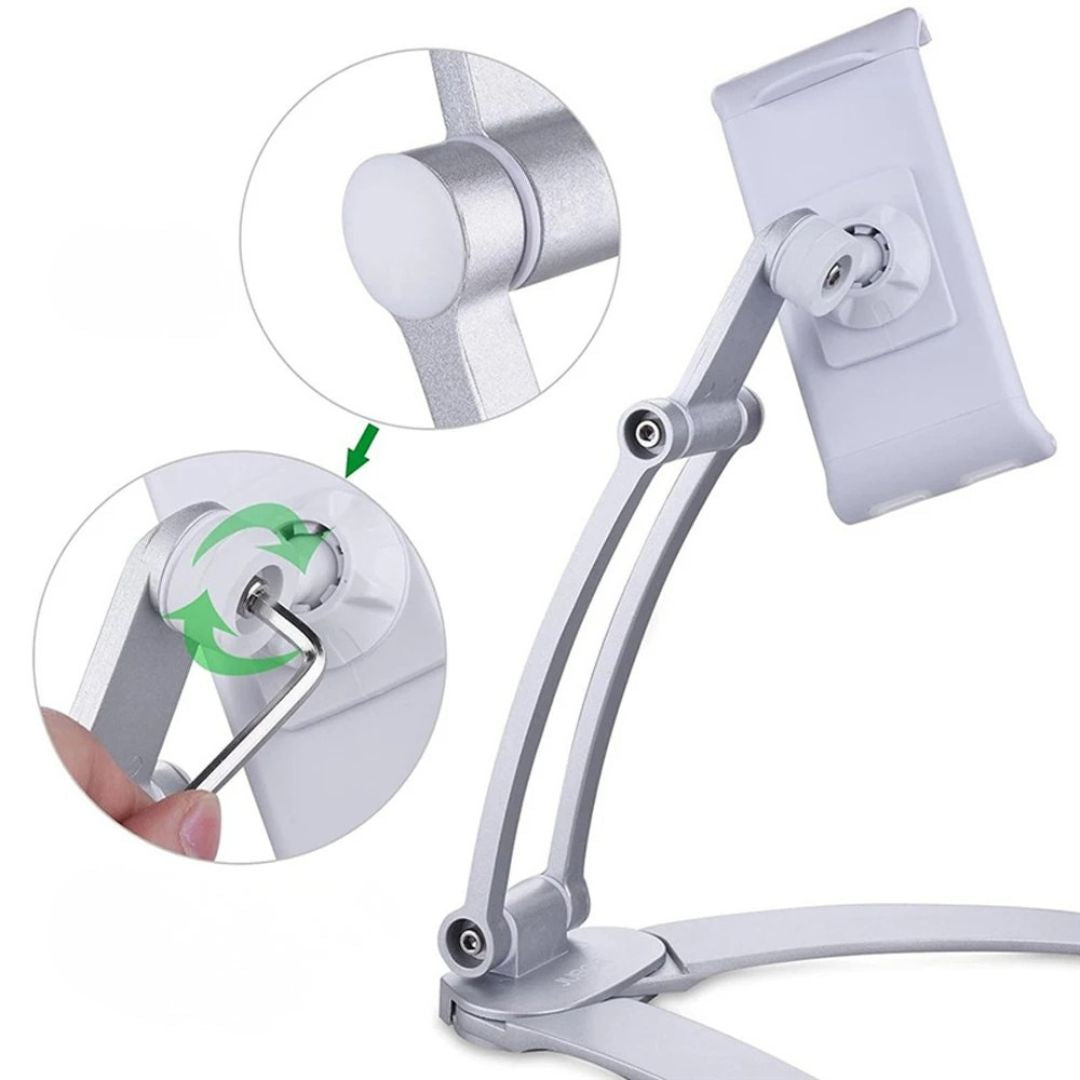 Hands-Free Tablet Stand for Seniors – Adjustable Phone & Tablet Desktop Mount