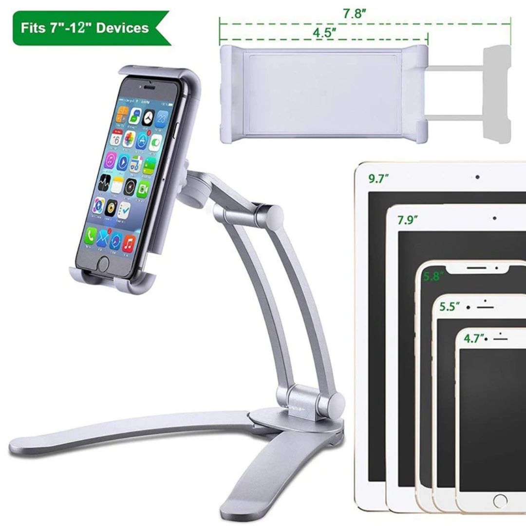 Hands-Free Tablet Stand for Seniors – Adjustable Phone & Tablet Desktop Mount