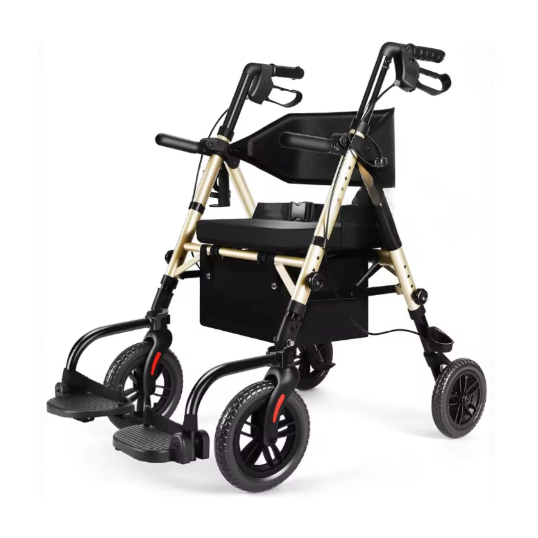 Foldable 2-in-1 Walker Wheelchair Combo with Adjustable Seat