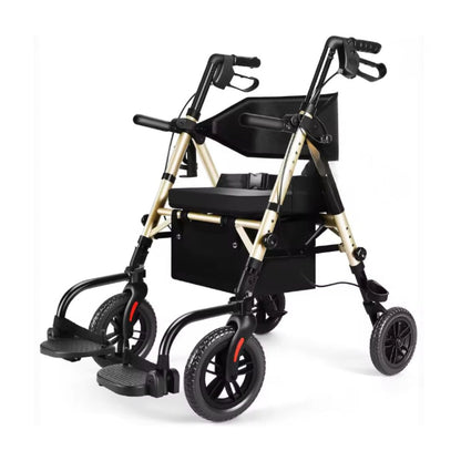Foldable 2-in-1 Walker Wheelchair Combo with Adjustable Seat