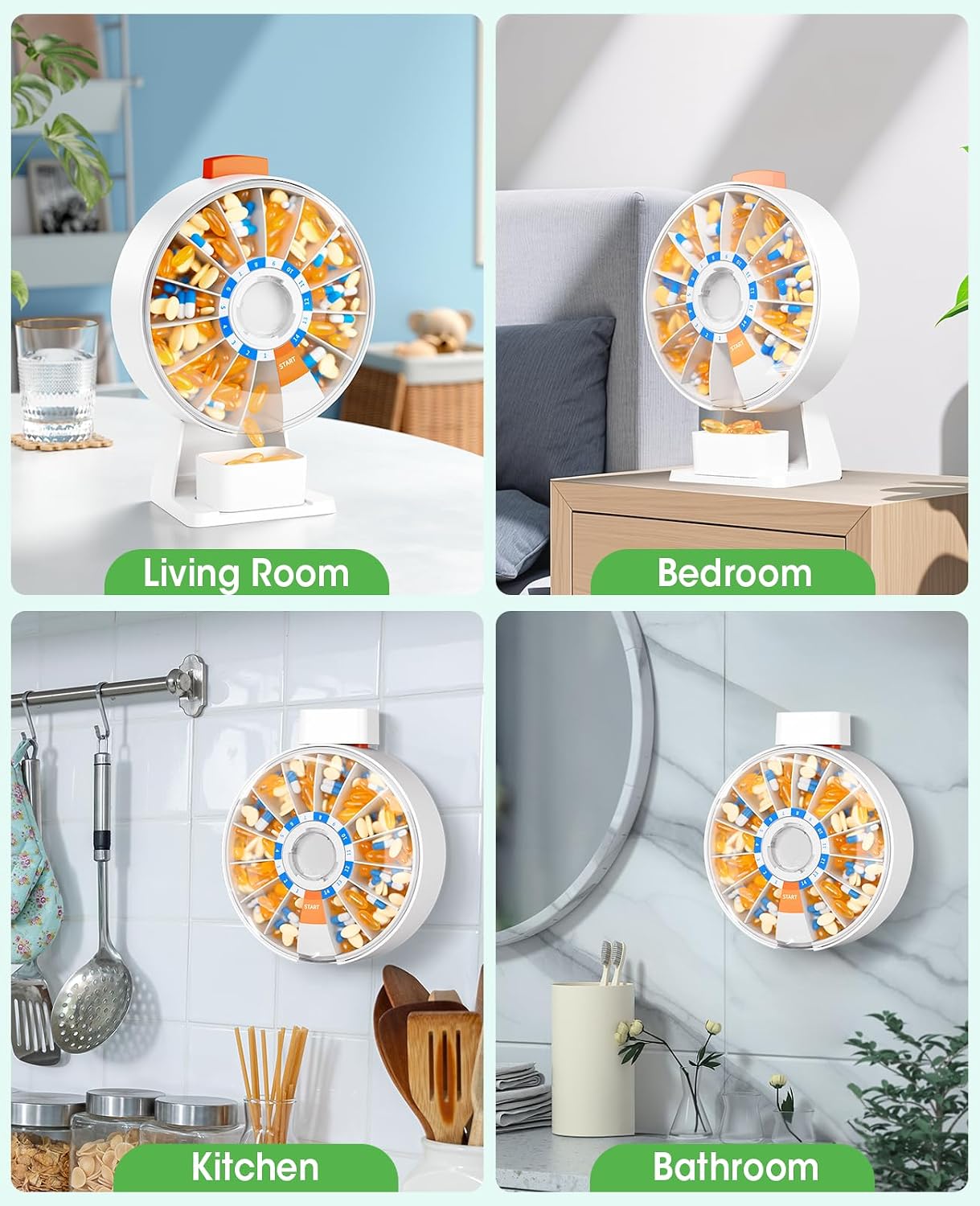 14-Days Home Pill Dispenser - 1/2 Pill Cutter Splitter, Daily Medicine Box