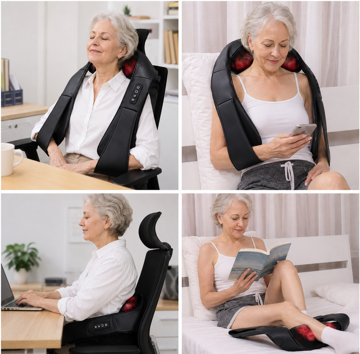 Heated Shiatsu Back & Neck Massager – Electric U-Shaped Deep Tissue Shoulder Massage Pillow