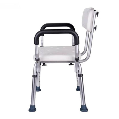 Height Adjustable Non-Slip Shower Chair with Padded Arms & Contoured Back for Elderly