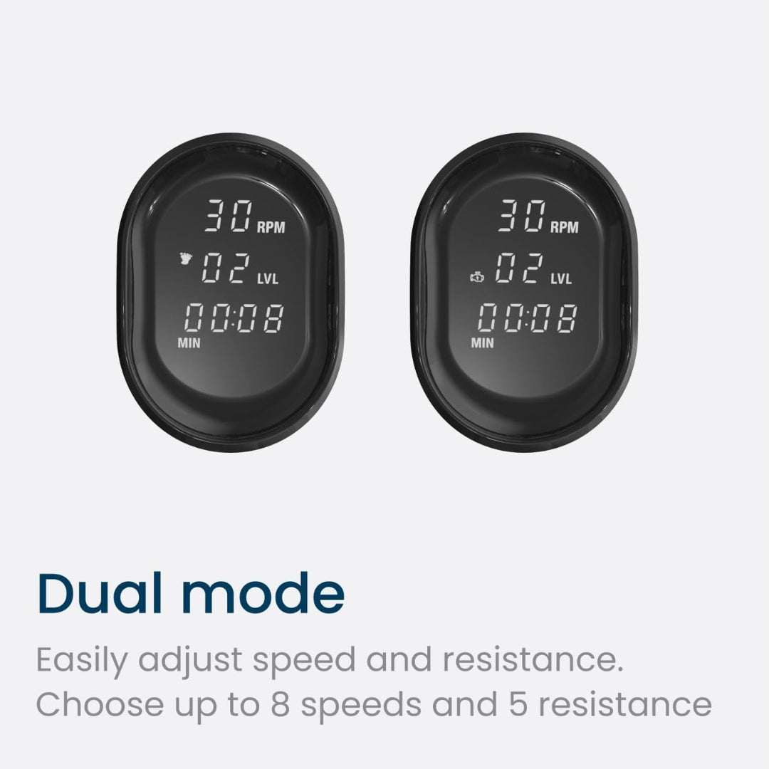Two digital displays showing RPM and other metrics 