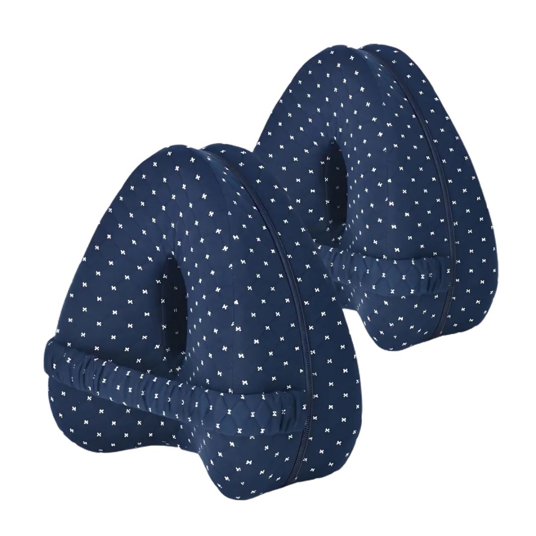 Back pain relief pillow for side sleepers with non-slip strap