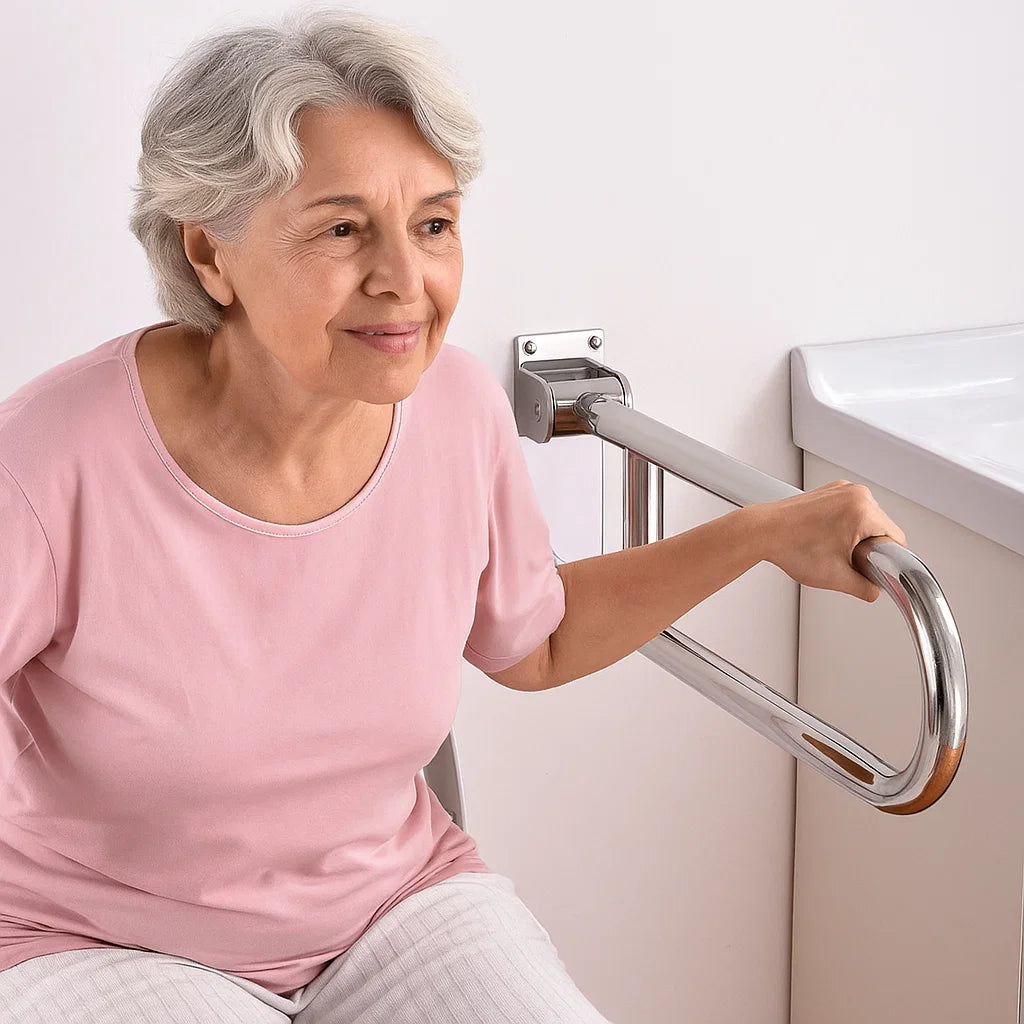 Flip-Up Toilet Grab Bar for Seniors – Folding Stainless Steel Handicap ...