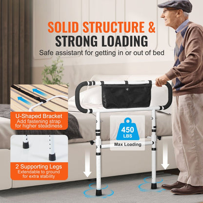 bed rail with padded handles