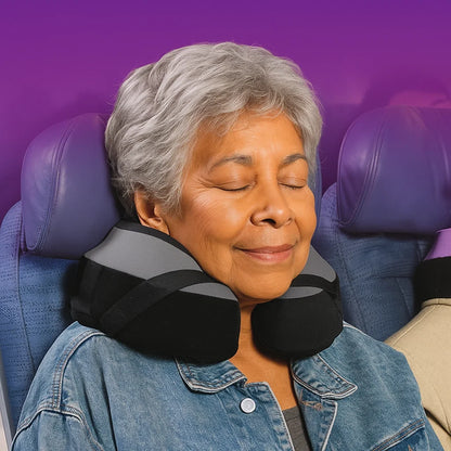 Supportive Travel Neck Pillow – Adjustable Memory Foam Cushion for Airplane Seat, Office Chair & Road Trips