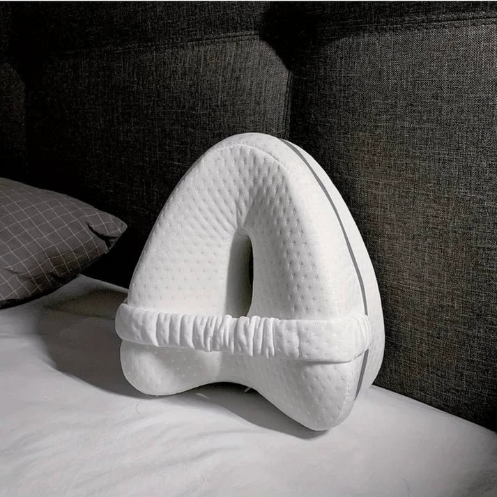 Comfortable knee pillow for side sleepers with replaceable, washable cover