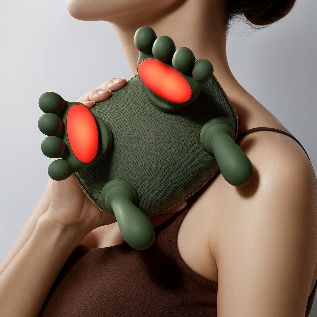 Heated neck and shoulder massager