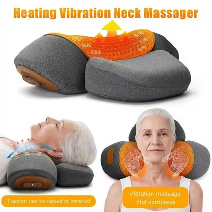 

Senior-friendly neck traction pillow with memory foam