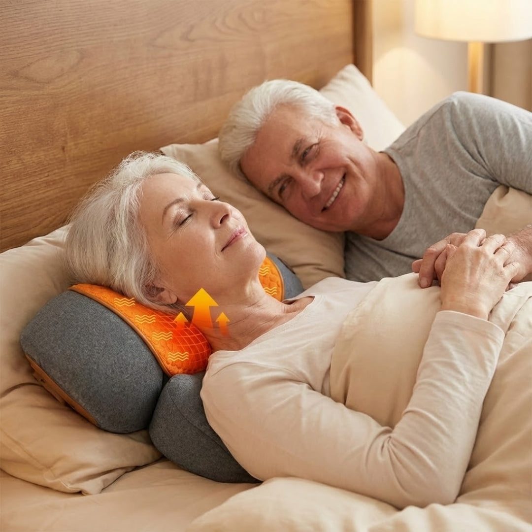 Electric cervical neck massager pillow with heat and vibration