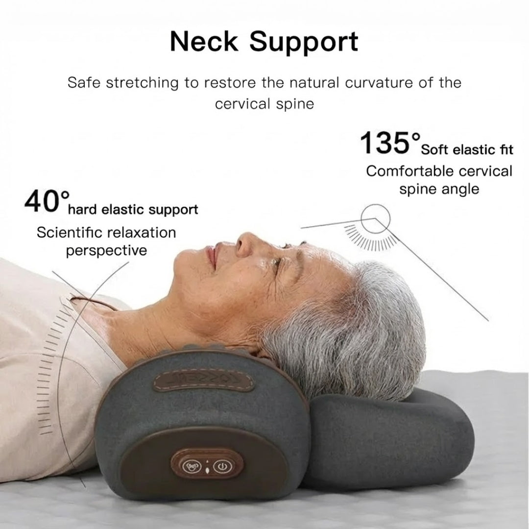 

Ergonomic neck support pillow with heating function