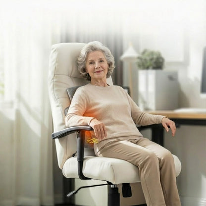 Ergonomic heated massage back cushion for seniors