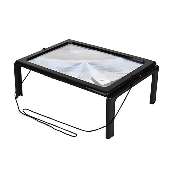 Foldable Hands-Free Desktop Magnifying Glass: 3X Full-Page Magnifier with LED Lights for Reading