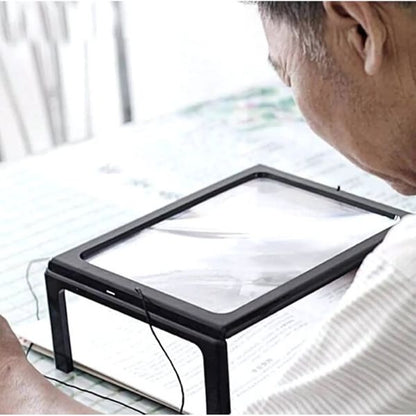 Foldable Hands-Free Desktop Magnifying Glass: 3X Full-Page Magnifier with LED Lights for Reading