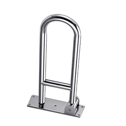 Foldable grab bars for bathroom safety near toilets or bathtubs